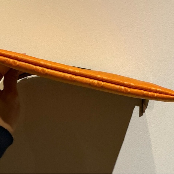 Gucci Orange Monogram Pouch – GG Satin with Leather Trim, Made in Italy - Picture 5 of 9